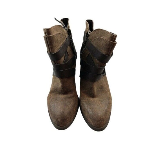 Steve Madden Paiva Brown Leather Western Wear Almond Toe Zip Boots Size 8.5 - Picture 3 of 9